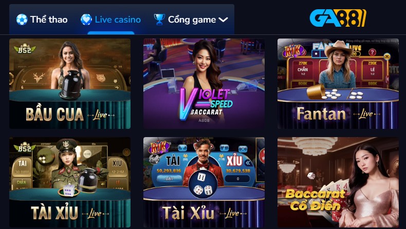 Lợi ích khi tham gia live casino tại GA88